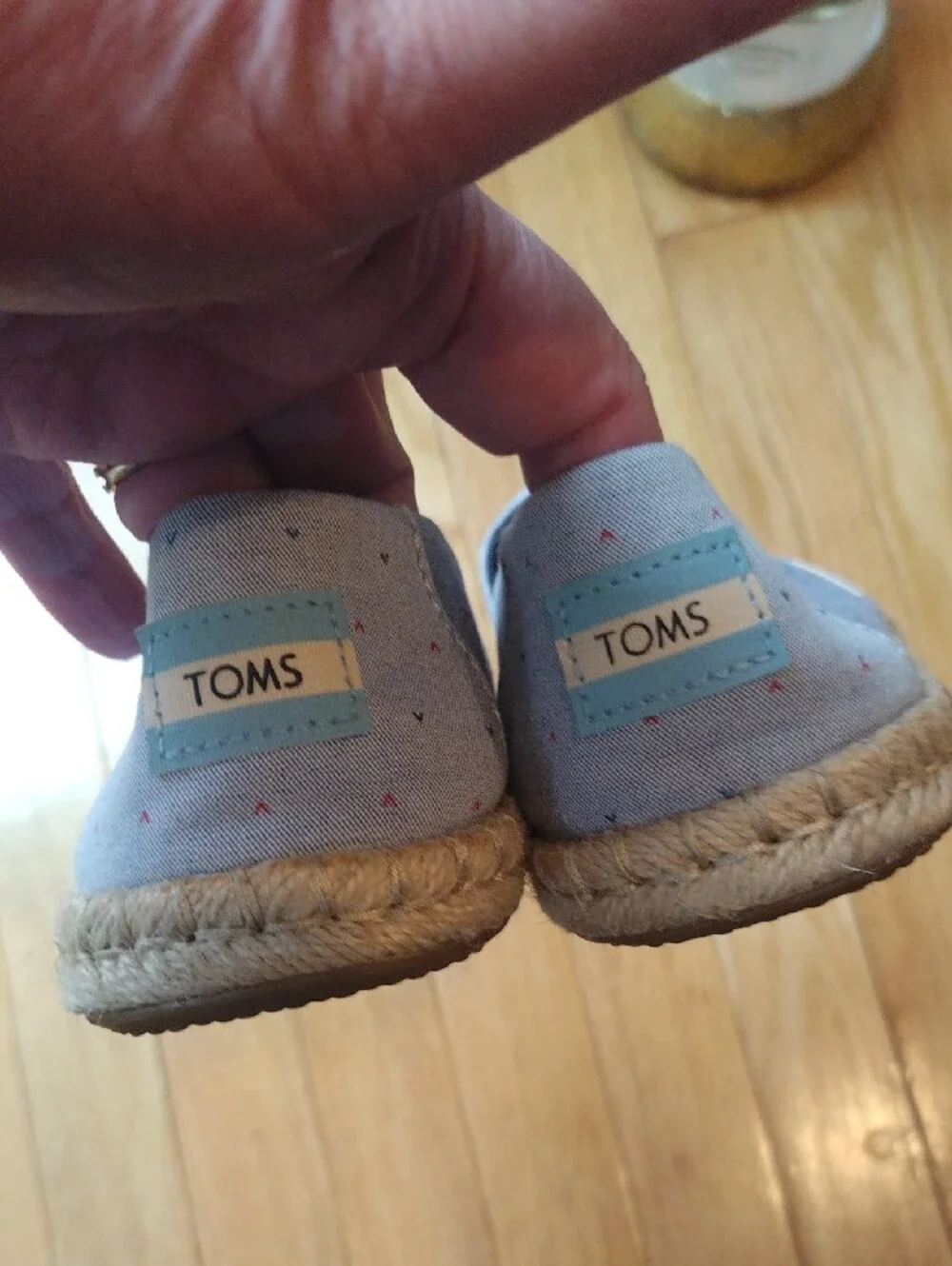 TOMS Light Blue Canvas Espadrilles with Tiny Red & Navy Detail